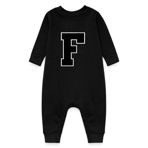 Varsity Letter F Athletic Monogram - Baby Fleece One Piece