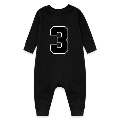 Varsity Number 3 Athletic Font - Baby Fleece One Piece