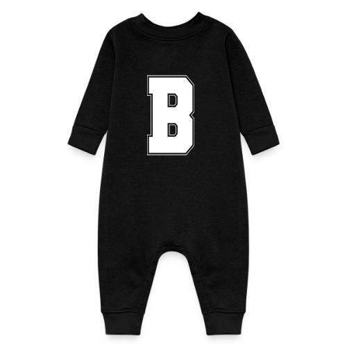 White Letter B – Varsity Alphabet Monogram - Baby Fleece One Piece