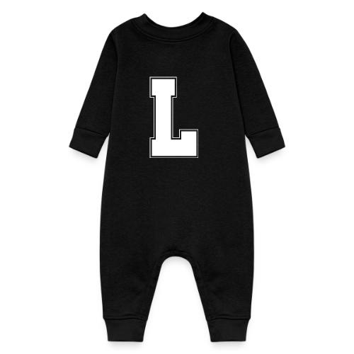 White Letter L – Varsity Alphabet Monogram - Baby Fleece One Piece