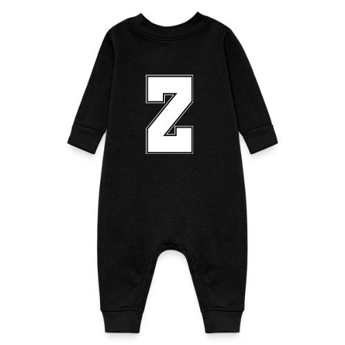 White Letter Z – Varsity Alphabet Monogram - Baby Fleece One Piece
