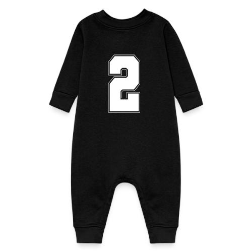 White Number 2 – Varsity Font - Baby Fleece One Piece