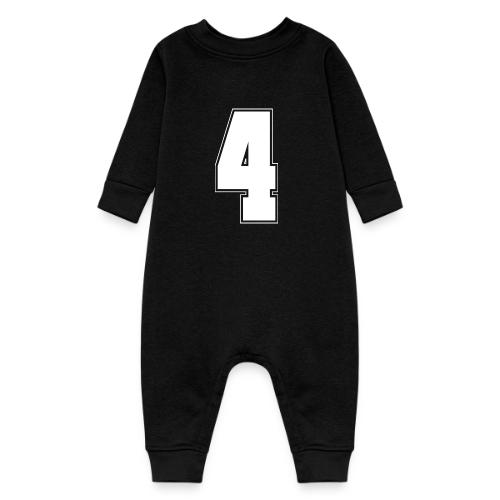 White Number 4 – Varsity Font - Baby Fleece One Piece