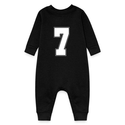 White Number 7 – Varsity Font - Baby Fleece One Piece