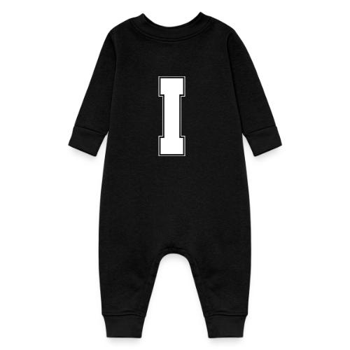 White Letter I – Varsity Alphabet Monogram - Baby Fleece One Piece