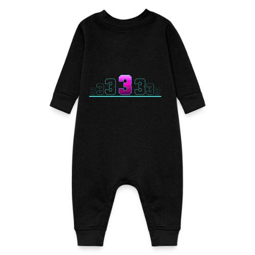 Number 3 in Magenta: Varsity Font - Baby Fleece One Piece