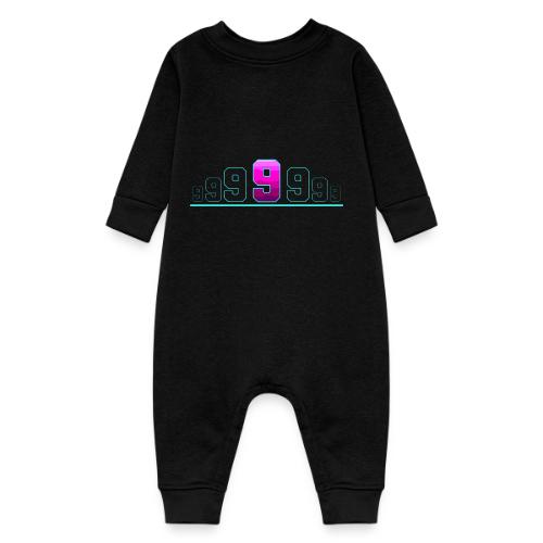 Number 9 in Magenta: Varsity Font - Baby Fleece One Piece
