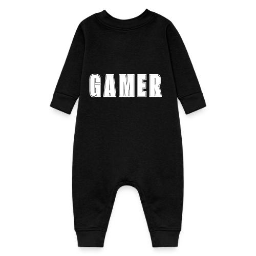 Gamer Collegiate White Text Design - Baby Fleece One Piece