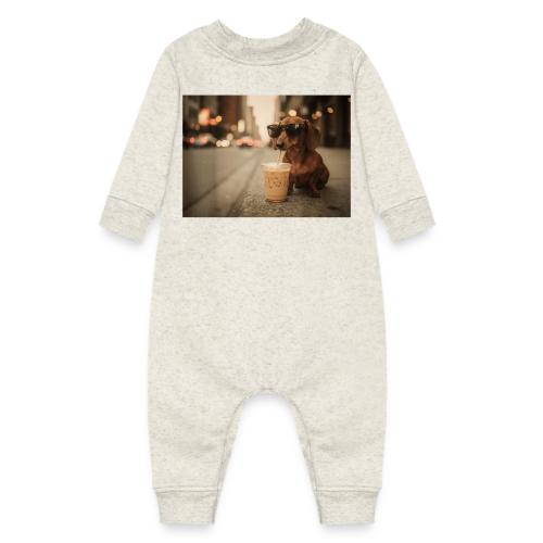 Funny Dachshund Iced Coffee Lover Tee - Baby Fleece One Piece