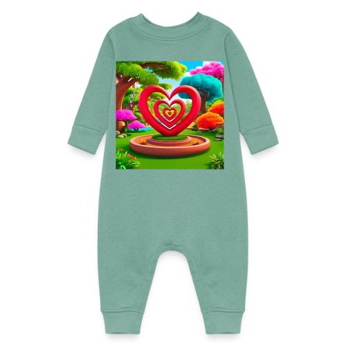 Triple heart landscape, nature, love, happiness - Baby Fleece One Piece