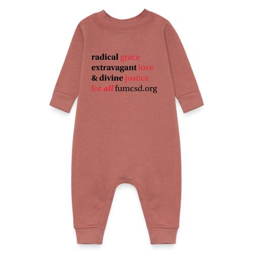 Grace. Love. Justice. serif font - Baby Fleece One Piece