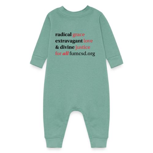 Grace. Love. Justice. serif font - Baby Fleece One Piece