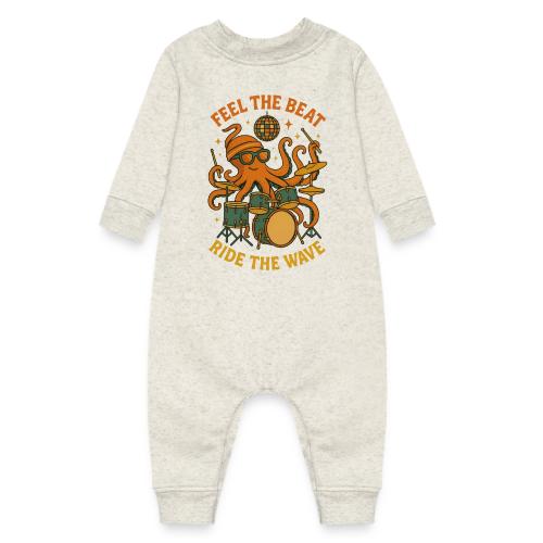 Feel the Beat Octopus Drummer Retro 70s t-shirt - Baby Fleece One Piece