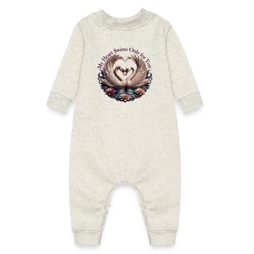 My Heart Swims Only for You Swan Heart T-Shirt - Baby Fleece One Piece