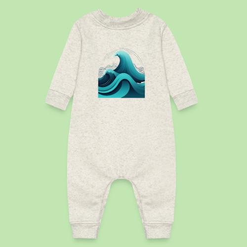 Dynamic Ocean Wave Illustration - Baby Fleece One Piece