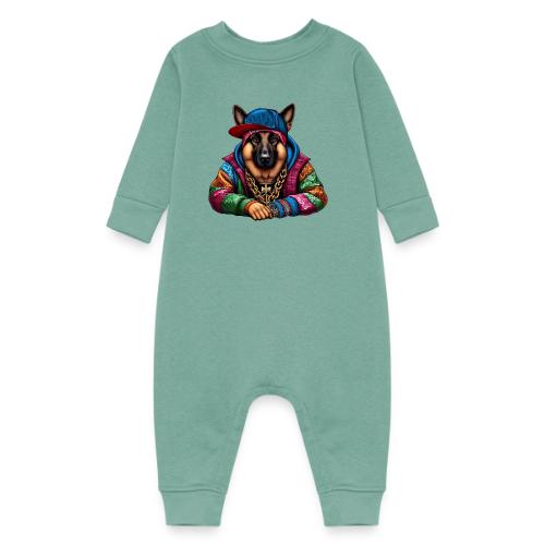 German Shepherd The Rapper Drawing - Baby Fleece One Piece