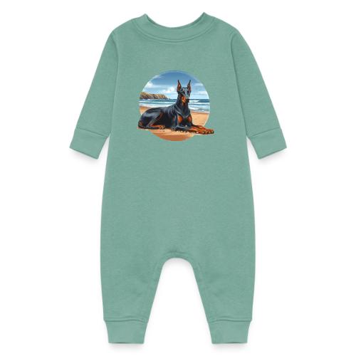 Doberman On The Beach - Baby Fleece One Piece