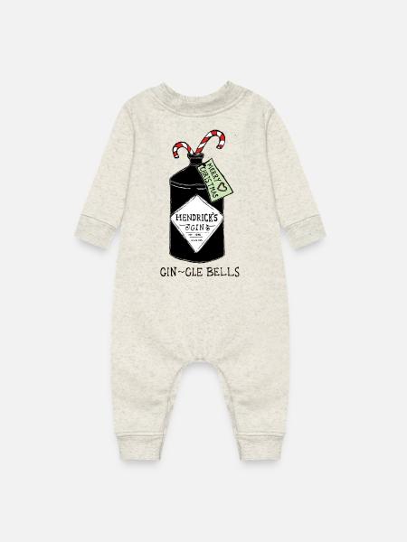 GIN gle bells - Baby Fleece One Piece - heather oatmeal - Front