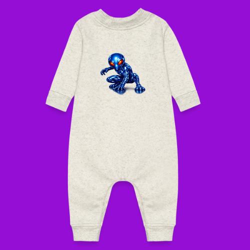 Blue Alien Crouch - Baby Fleece One Piece