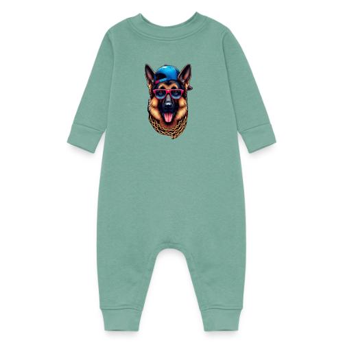 Cute German Shepherd Wearing a Cap - Baby Fleece One Piece