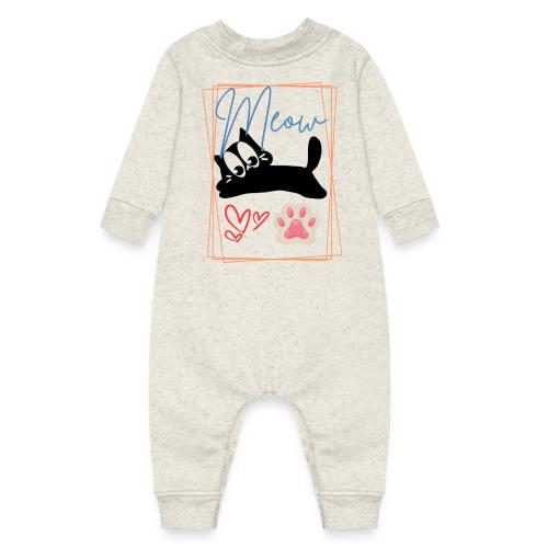 Meow Cat Paw Cute Kitty Lover Design - Baby Fleece One Piece