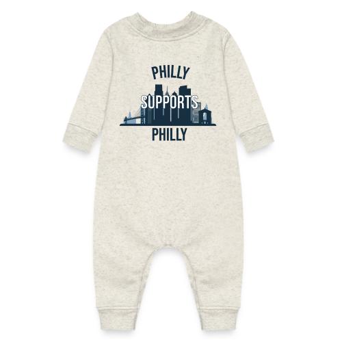 Philly Supports Philly skyline blue transparentbg - Baby Fleece One Piece
