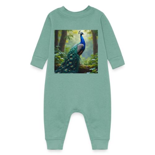 Majestic Peacock in Enchanted Forest - Baby Fleece One Piece