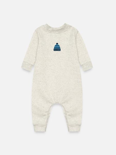 Winter hat embroidered - Baby Fleece One Piece - heather oatmeal - Front