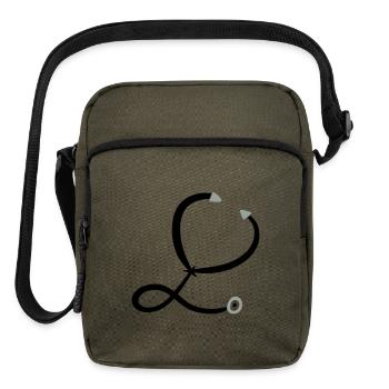 Stethoscope Symbol Drawing. Nurse / doctor. - Upright Crossbody Bag - olive - Front