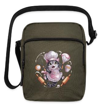 Adorable Cat Baking - Upright Crossbody Bag - olive - Front