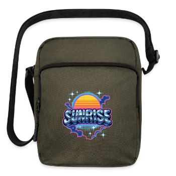 Retro Sunrise Neon Design - Upright Crossbody Bag - olive - Front