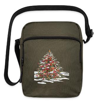 Festive Christmas Tree with Ornaments - Upright Crossbody Bag - olive - Front