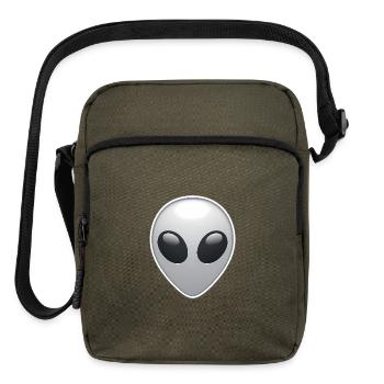 Silver Alien Face  - Upright Crossbody Bag - olive - Front