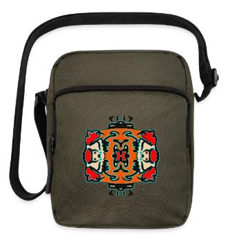 Abstract Tribal Ornament Art - Upright Crossbody Bag - olive - Front