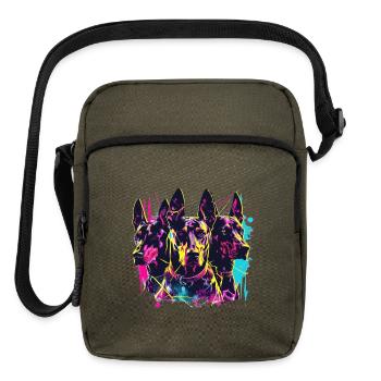 Neon Doberman Trio Splash - Upright Crossbody Bag - olive - Front
