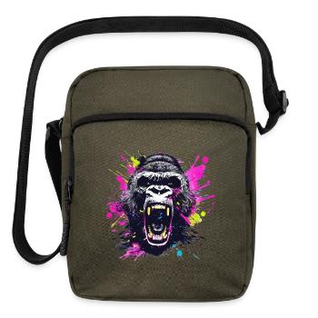 Neon Splash Gorilla Roar - Upright Crossbody Bag - olive - Front