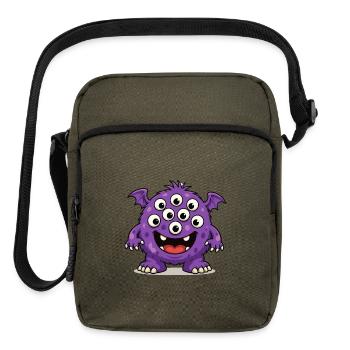 Purple Monster with Many Eyes - Upright Crossbody Bag - olive - Front