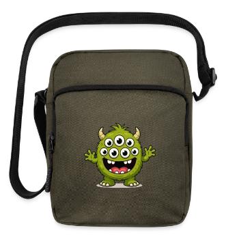 Green Monster with Many Eyes - Upright Crossbody Bag - olive - Front