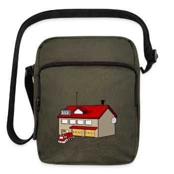 fire station feuerwehrhaus feuerwache feuerwehrman - Upright Crossbody Bag - olive - Front