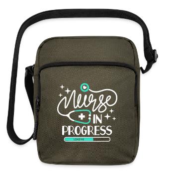 Nurse in Progress T Shirt Nursing Student Future  - Upright Crossbody Bag - olive - Front