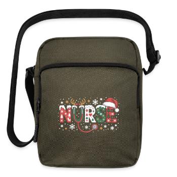 Nurse Christmas Stethoscope Art - Upright Crossbody Bag - olive - Front