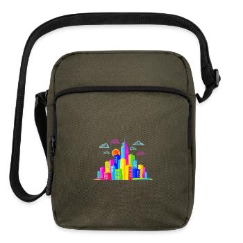 Neon City Skyline Rainbow - Upright Crossbody Bag - olive - Front
