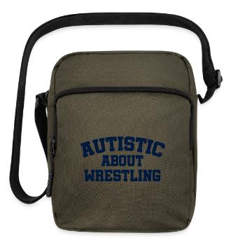 Autistic about wrestling - Upright Crossbody Bag - olive - Front