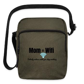 Mom = WiFi | Funny Mom Life Quote - Upright Crossbody Bag - olive - Front