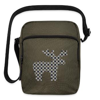 Checker Moose Silhouette - Upright Crossbody Bag - olive - Front