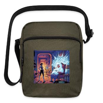 Cosmic Cozy Chaos at Grandma's - Upright Crossbody Bag - olive - Front