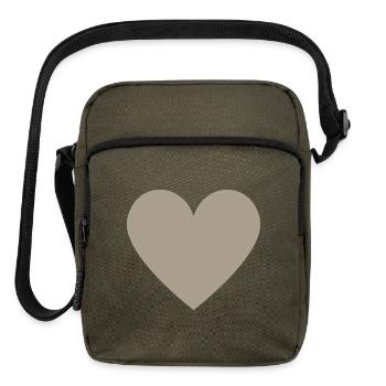 Earthy Tan Heart Emblem Taupe - Upright Crossbody Bag - olive - Front