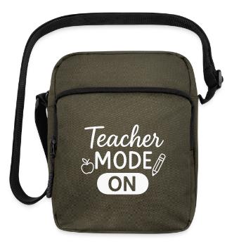 Teacher Mode On – Funny Back to School Quote  - Upright Crossbody Bag - olive - Front