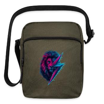 Glitched lion thunderbolt mix - Upright Crossbody Bag - olive - Front