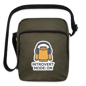 Introvert Mode On Hoodie - Upright Crossbody Bag - olive - Front